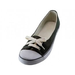 24 Pairs Women's Lace Up Canvas Shoes In Black Sizes 6-11 - Women's Sneakers