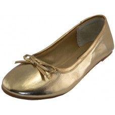Wholesale Footwear Women's Gold 6-11 Metallic Comfort Ballet Flat Shoes