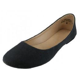 Wholesale Footwear Women's Black 6-11 Micro Suede Upper Ballet Flat Shoes