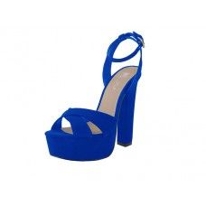 12 Wholesale Women's Mixx Shuz High Heel Ankle Strip Sandals Blue Color