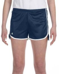 36 Wholesale Women's Russell Athletic Active Shorts In Navy And White,size Large