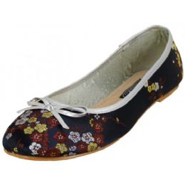 Wholesale Footwear Women's 6-11 Satin Brocade Ballet Flat Shoes