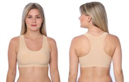 48 of Women's Seamless Wide Straps Removable Padded Sports Bra XXL In Beige