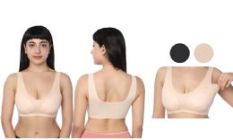 48 Pieces Women's Second Skin with Lace Trim and Removable pads Bralette Sports Bra in Black - Women's Active Wear Tops