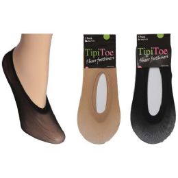 60 Pairs Women's Sheer Footliners Black Color Only - Womens Ankle Sock