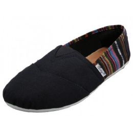 Wholesale Footwear Women's 6-11 slip on Casual Canvas Shoe Color Stripes