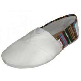 Wholesale Footwear Women's White 6-11 Comfortable slip on Casual Canvas Shoe