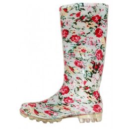 12 Pairs Women's Super Soft Rubber Rain Boot In Floral Print Sizes 6-11 - Women's Boots