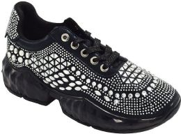 12 Wholesale Women Sneakers Black Size 6 - 10 Assorted