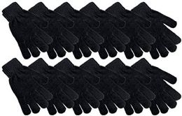 48 Wholesale Womens Black Chenille Winter Glove