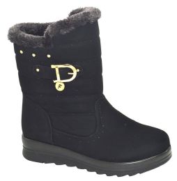 12 Wholesale Womens Boots With Fur Lining Comfortable Color Black Size 7-11