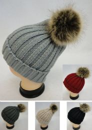 504 Pieces Womens Cable Knit Warm Winter Hat With Pom Pom - Fashion Winter Hats