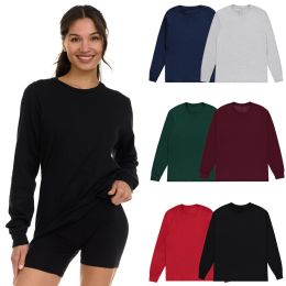 6 Pieces of Womens Cotton Long Sleeve Oversized T-Shirts, Casual Fit Tops, Assorted Size 5xlarge