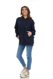 24 Pieces Womens Cotton Over Sized Hoodie Navy Size 2xl - Women's Hoodies And Sweatshirts