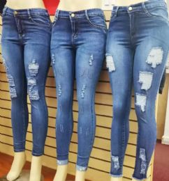 48 Bulk Womens Jeans Color Blue Size Assorted
