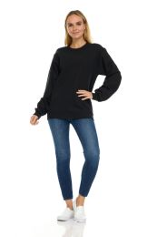 36 Pieces Womens Over Sized Crew Neck Sweat Shirt Black Size 4XL - Women's Hoodies And Sweatshirts