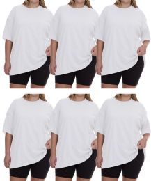6 Pieces Womens Oversized Cotton Short Sleeve In White Size Xlarge - Women's T-Shirts