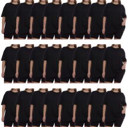 24 Pieces Womens Oversized Cotton Short Sleeve In Black Size 5xlarge - Women's T-Shirts
