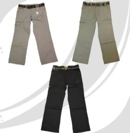 48 Pieces Womens Plus Size Cargo Pants With Novelty Belt Assorted Sizes 14-24 Olive - Womens Pants