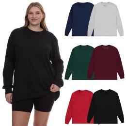 6 Pieces of Womens Plus Size Cotton Long Sleeve Oversized T-Shirts, Casual Fit Tops, Assorted Size 5xlarge