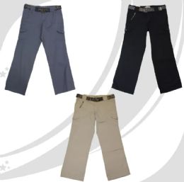 48 of Womens Plus Size Novelty Cargo Pants With Belt Assorted Sizes 14-24 Black