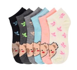 432 Pairs Girls Printed Casual Spandex Ankle Socks Koala Design Size 6-8 - Girls Ankle Sock