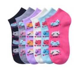 216 Pairs Womens Printed Casual Spandex Ankle Socks Cats Design Size 6-8 - Girls Ankle Sock