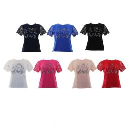 24 Pieces Womens Tops Butterfly Print Asst Size L - xl - Womens Fashion Tops