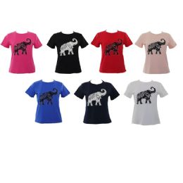 24 Pieces of Womens Tops Elephant Print Asst Sizes S-M