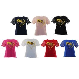 24 Pieces Womens Tops Flower Print Asst Size S-M - Womens Fashion Tops