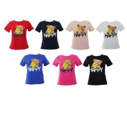24 Pieces of Womens Tops Happy Bear Print Asst Sizes L/xl