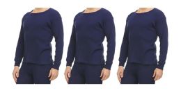 Yacht And Smith Men's Thermal Long Sleeve Shirt In Navy Size Xlarge