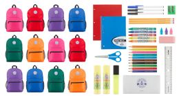 24 Pieces Yacht & Smith School Supply Bundle 12 Assorted Back Packs Plus 12 (34 Piece) School Supply Kits - Backpack Care Sets