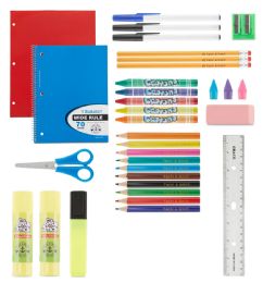 12 Sets Yacht & Smith 34 Pack Preassembled School Supply Kit K-12 - School Supply Kits