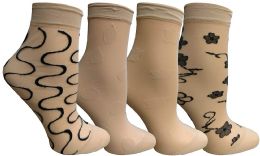 30 Pairs Yacht & Smith 4 Pack Fishnet Ankle Socks, Mesh Patterned Anklet Sock - Womens Ankle Sock
