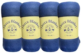 4 Wholesale Yacht & Smith Fleece Lightweight Blankets Solid Navy 50x60 Inches