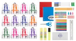 24 Pieces Yacht & Smith School Supply Bundle 12 Clear Back Packs Plus 12 (34 Piece) School Supply Kits - Backpacks 17"