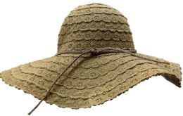 Yacht & Smith Cotton Crochet Sun Hat Soft Lace Design, Coffee - Sun Hats