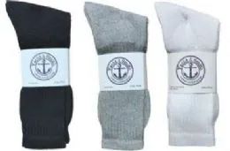 360 Wholesale Yacht & Smith Kid's Cotton Crew Socks Set Assorted Colors Black, White Gray Size 6-8