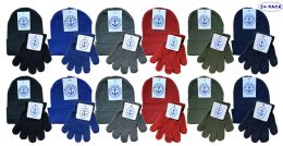 12 sets Yacht & Smith Kid's Assorted Colored Winter Beanies & Gloves Set - Winter Sets Scarves , Hats & Gloves