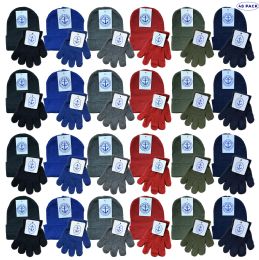 24 sets Yacht & Smith Kid's Assorted Colored Winter Beanies & Gloves Set - Winter Sets Scarves , Hats & Gloves