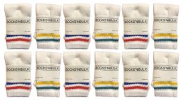 Yacht & Smith Kid's Cotton White With Stripes Tube Socks