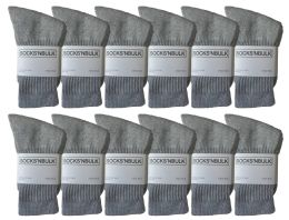 12 Wholesale Yacht & Smith Kid's Cotton Terry Cushioned Gray Crew Socks
