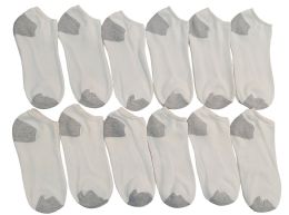 12 Pairs Yacht & Smith Kid's Cotton White Quarter Ankle Socks - Girls Ankle Sock