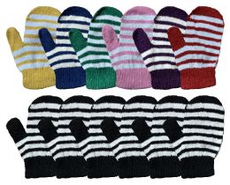 240 Pairs Yacht & Smith Kids Striped Mitten With Stretch Cuff Ages 2-8 Bulk Buy - Bulk Gloves for Homeless and Charity