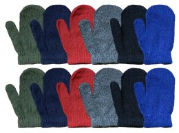 144 Pairs Yacht & Smith Kids Striped Mitten With Stretch Cuff Ages 2-8 - Kids Winter Gloves