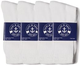 24 Pairs Yacht & Smith King Size Mens Cotton White Crew Socks, Sock Size 13-16 - Big And Tall Mens Crew Socks