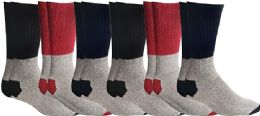 6 Pairs Yacht & Smith Men's Cotton Assorted Thermal Socks Size 10-13 - Mens Thermal Sock
