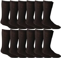 6 Pairs Yacht & Smith Men's Cotton Diabetic Brown Crew Socks Size 13-16 - Big And Tall Mens Diabetic Socks