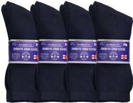 6 Bulk Yacht & Smith Men's Loose Fit NoN-Binding Soft Cotton Diabetic Crew Socks Size 10-13 Navy